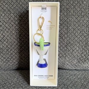 Haute Hippie Martini Glass Blue and Green Bag charm and key chain